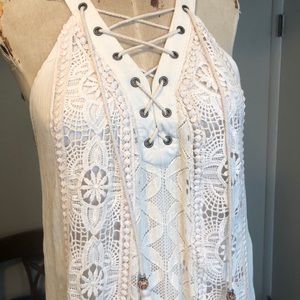 Altar’D State boho lace up shift dress